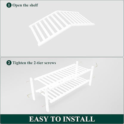 Smiry Bamboo Shoe Rack for Closet, 2 Tier Wooden Stackable Shoe Organizer - Image 6