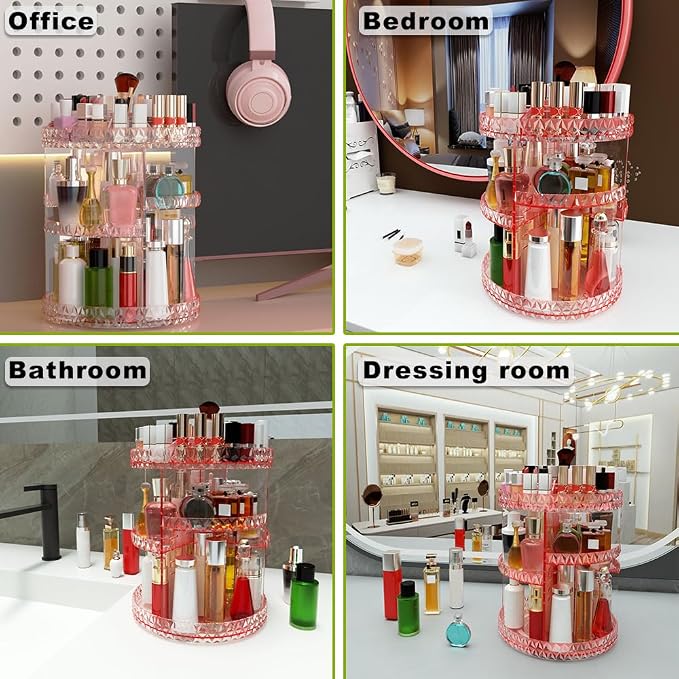 360 Rotating Makeup Organizer, DIY Adjustable Makeup Carousel Spinning Holder - Image 5