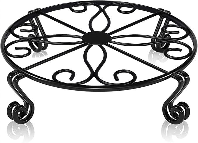 12"x3.1" Black Plant Stand for Flower Pot Heavy Duty Potted Holder Indoor by Autopromake