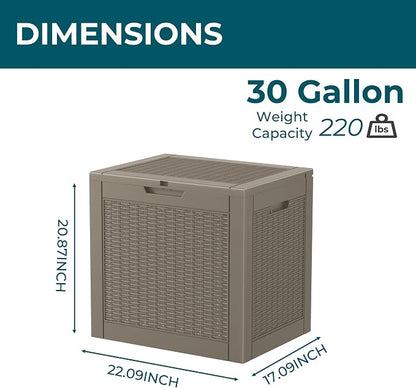 Resin Deck Box - 31 Gallon Lockable Outdoor Storage, Water-Resistant - Image 7