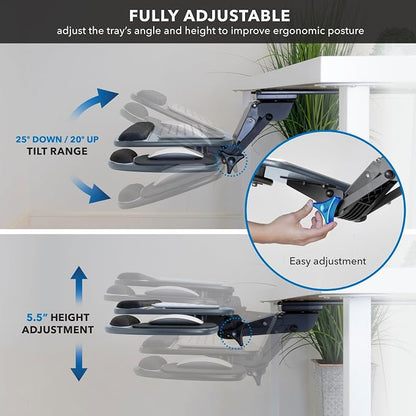 Mount-It! Under Desk Keyboard Tray, Adjustable Slide-Out Keyboard & Mouse - Image 3