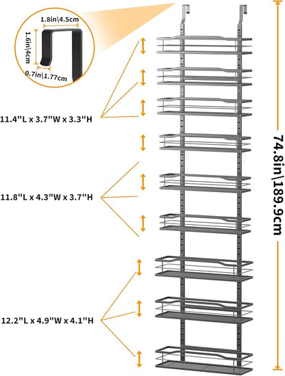 Moforoco 12.2" Narrow 9-Tier Over The Door Pantry Organizer, Pantry - Image 2