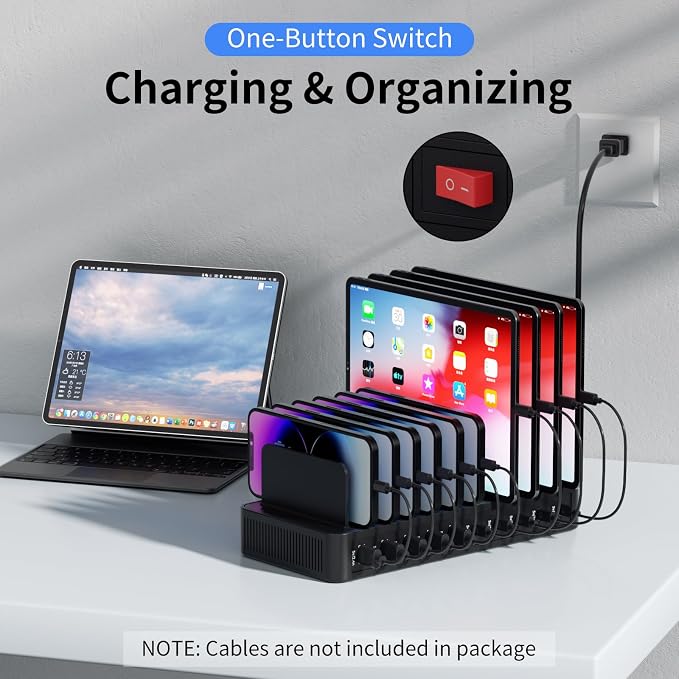 60W Charging Station for Multiple Devices, 10-Port USB Fast Charging Station - Image 7