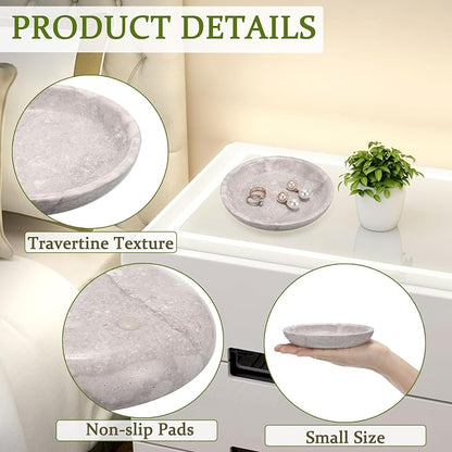 Hipiwe Small Key Bowl for Entryway Nightstand Organizer Tray Travertine - Image 5