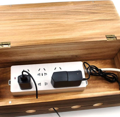 Large Cable Management Box, Wood Cord Hider Box & Organizer - Image 3
