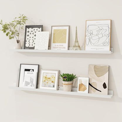 Picture Ledge Shelf, Floating Shelves Set of 2, 36 Inches Solid Wood Nursery by FunMemories