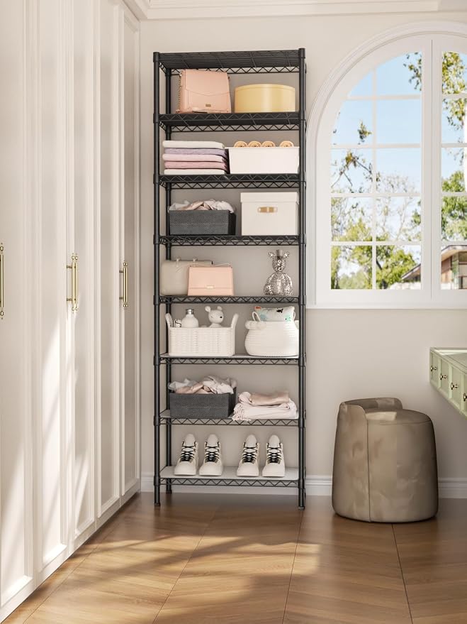 8 Tier Adjustable Storage Shelves Heavy Duty Metal Shelf Wire Shelving Unit - Image 9