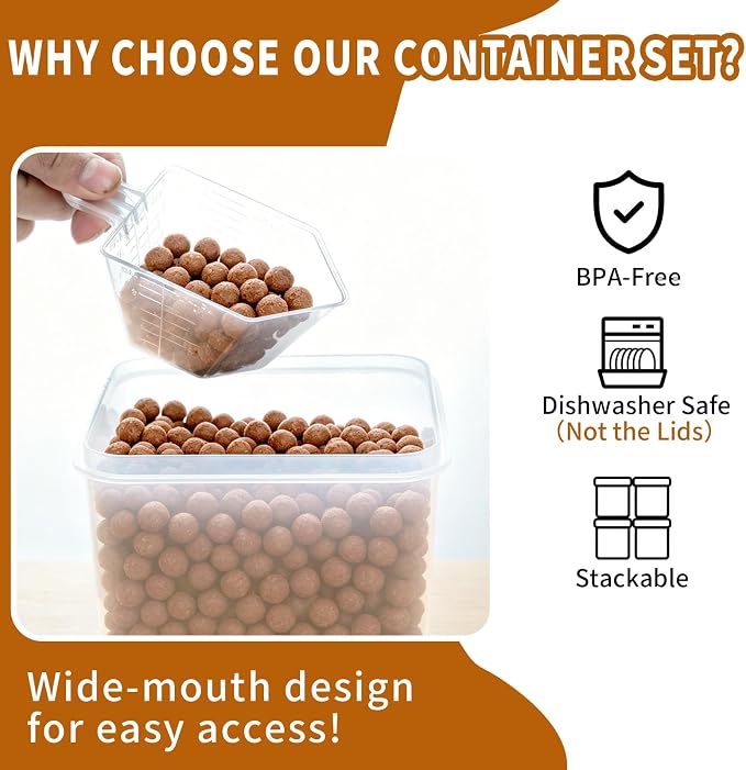 Flour Sugar Storage Containers, 10 Pack Large Airtight Food Storage Containers - Image 6