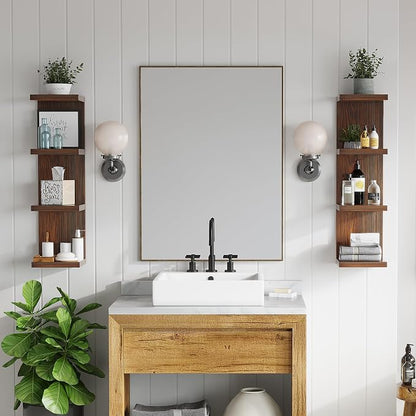 LitaEther 4 Tiered Wood Wall Shelf Units, Lack Floating Shelves, Rustic - Image 4
