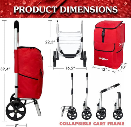 Ultra-Lightweight Red Foldable Shopping Cart - Image 2