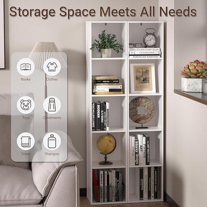 Cube Bookshelf, 5 Cube Storage Organizer, Freestanding 5 Tier Open Display Shelf - Image 4