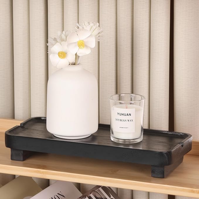 Wood Riser Small Decorative Tray Sink Soap Dish, Vanity Tray Pedestal Stand 10 - Image 7
