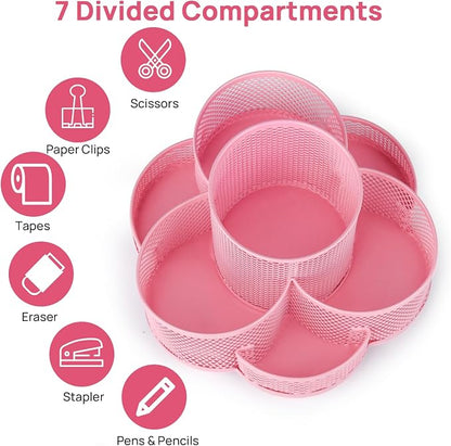 Topwey Pink Pen Holder for Desk, Rotating Pencil Holder, Cup Holder for Desk - Image 4