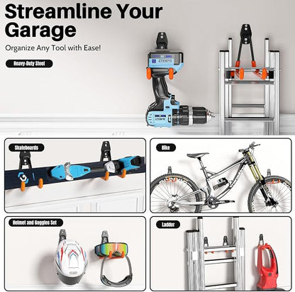 Skateboard Hooks 2-Pack Small Utility Heavy Duty Holder Garage Storage Wall - Image 5