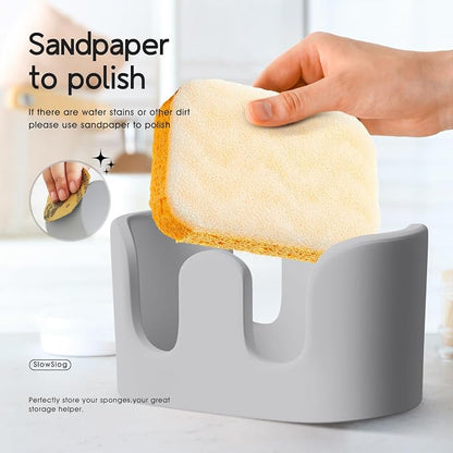 Double Sponge Holder, 2 Slots Diatomite Stone Sponge Holder, Absorbent Sponge - Image 3