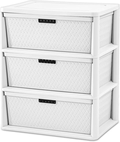 Wide 3-Drawer Decorative Organizer Chest, Ergonomic Pull Handles, Opaque Bins by Unknown