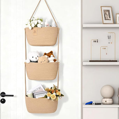 Hanging Basket, 3-Tier Woven Wall Basket - Image 4