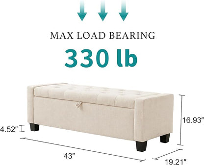 Huatean Home 43" Ottoman with Storage, Storage Ottoman Bench with Safety Hinge - Image 2