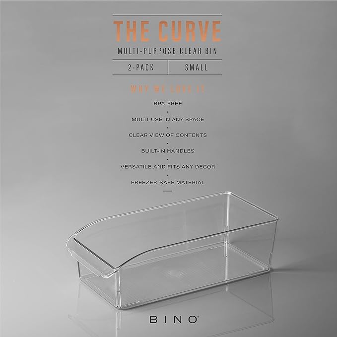 BINO | Plastic Storage Bins, Small | THE CURVE COLLECTION | Multi-Use Organizer - Image 2