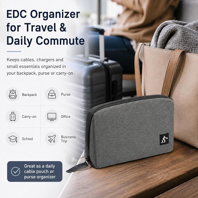 Small Electronics Organizer Travel Case, Cord and Cable Tech Bag Pouch | - Image 5