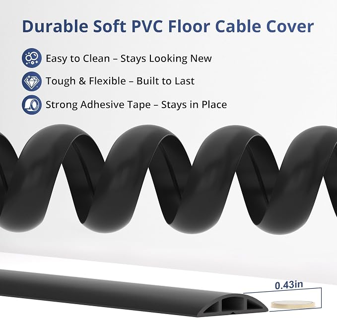 ZhiYo 3.6ft Cord Covers for Wires on Floor, Cord Hider Floor Hide Extension - Image 4
