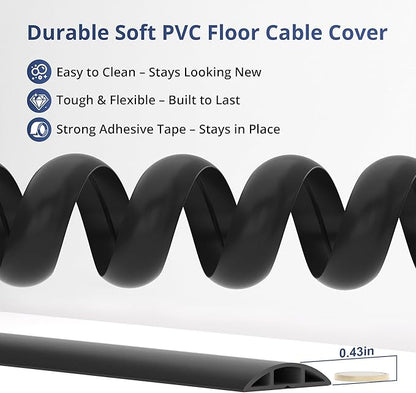 ZhiYo 10ft Cord Covers for Wires on Floor, Cord Hider Floor Hide Extension Cords - Image 8