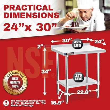 DuraSteel NSF Stainless Steel Table - Image 6
