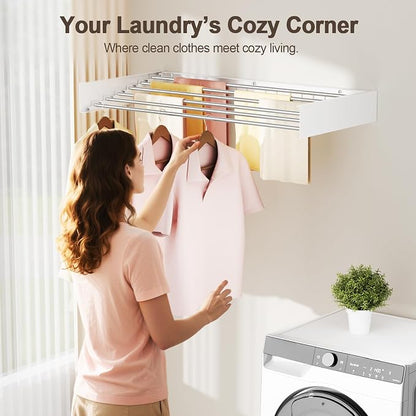 Wall Mounted Clothes Drying Rack Folding Indoor, Foldable Laundry Drying Rack - Image 2
