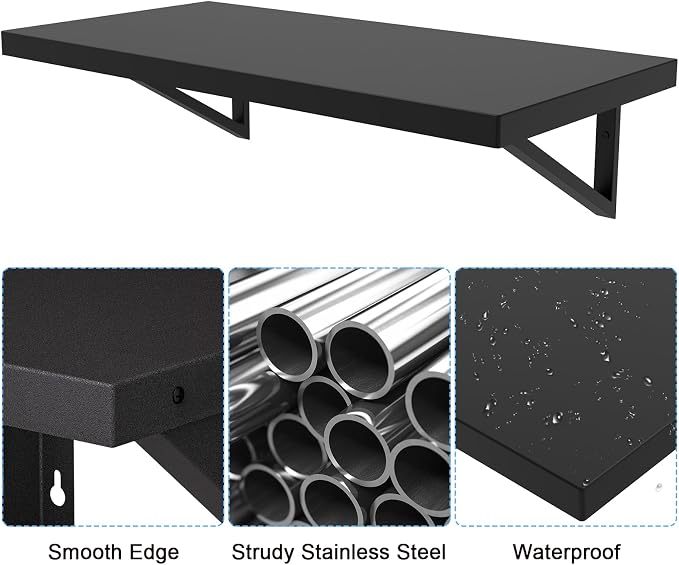 Stainless Steel Shelf 12 x 24 Inches, 250 lb Wall Mounted Commercial Floating - Image 4