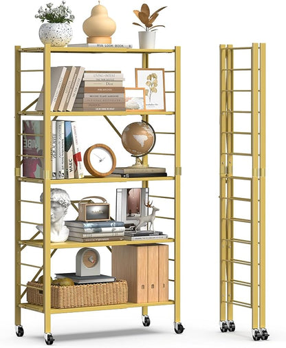 5 Tier Foldable Storage Shelves, Expandable Folding Shelving Units - Image 3