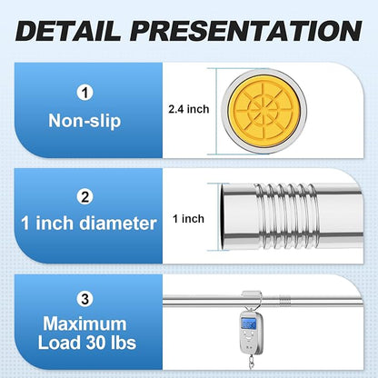 CorkLatta Chrome Shower Curtain Rod 31 to 92 Inch, 1 Inch Diameter Adjustable - Image 3