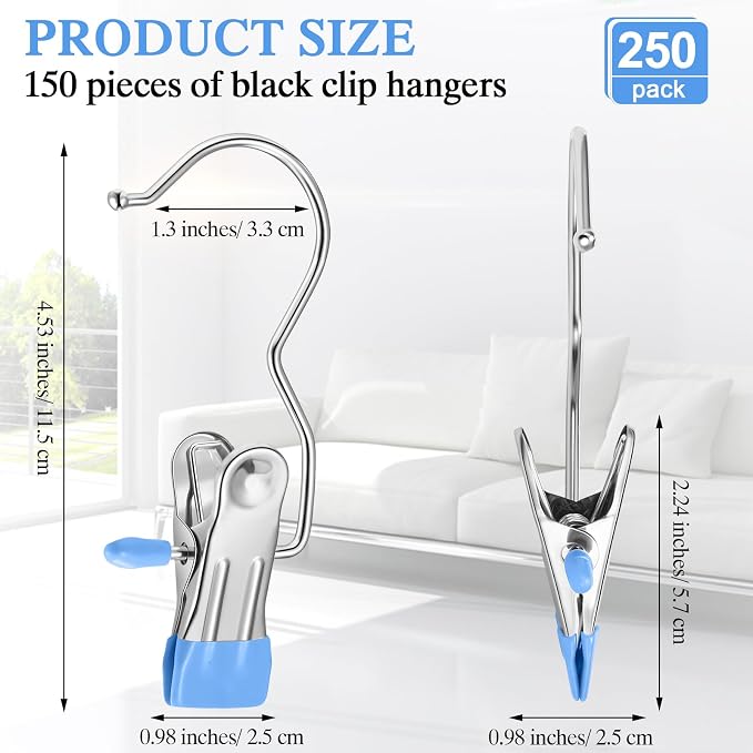Yinder 250 Pcs Boot Hangers Clips Laundry Hooks Hanging Stainless Steel Clothes - Image 2