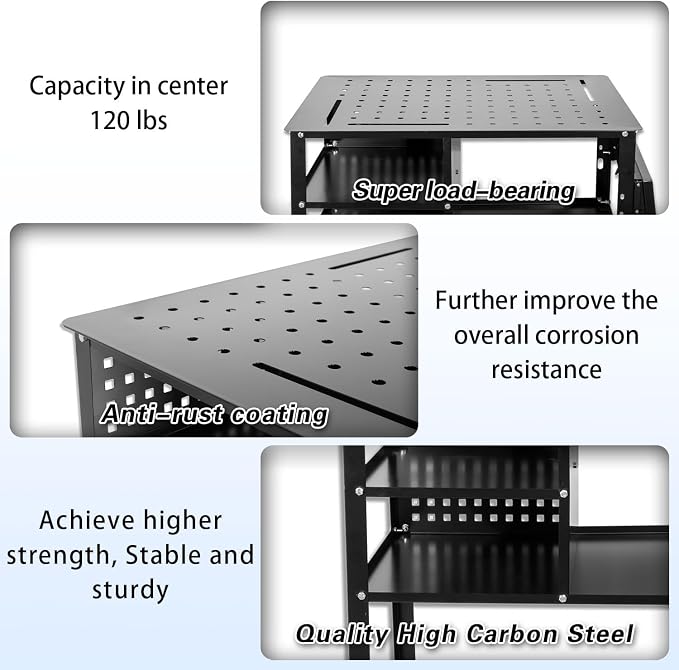 Portable Welding Table with Foldable Side Panels, Mobile Workbench Cart with - Image 4