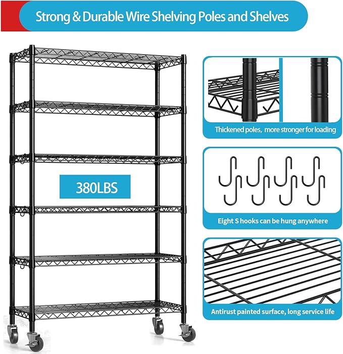 Hodonas 2300LBS Wire Shelving Unit - Image 5