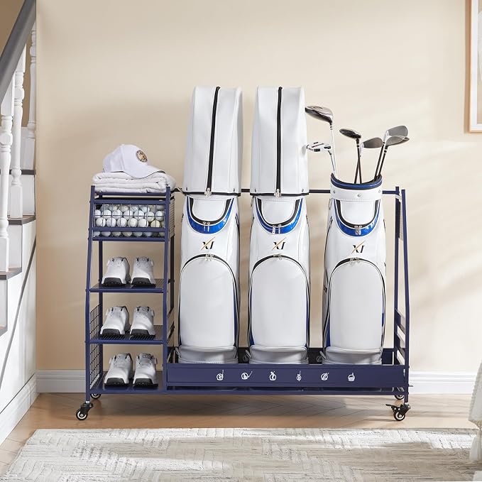 Lauren&Harold Golf Bag Organizer Garage Storage, Golf Storage Rack Stand Fits 2 - Image 8
