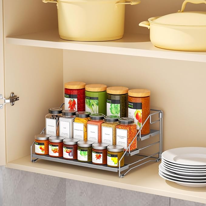 4 Tier Spice Rack for Cabinet, Spice Rack Organizer, Depth Adjustable Spice - Image 6