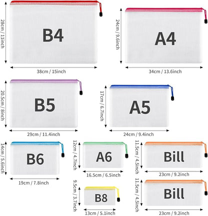 EOOUT 30pcs Mesh Zipper Pouch Bags, 8 Sizes Plastic Bags, 8 Colors Zipper - Image 2