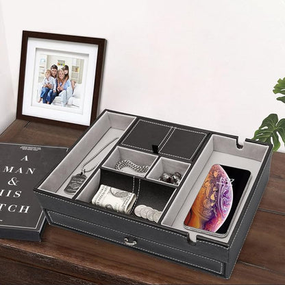 Baoyun Valet Tray for Men, 2 Layers Nightstand Organizers for Men and Women - Image 7