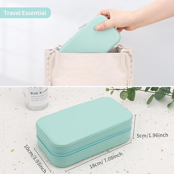 DesignSter Travel Jewelry Box, PU Leather Portable Jewelry Case, Small Jewelry - Image 6
