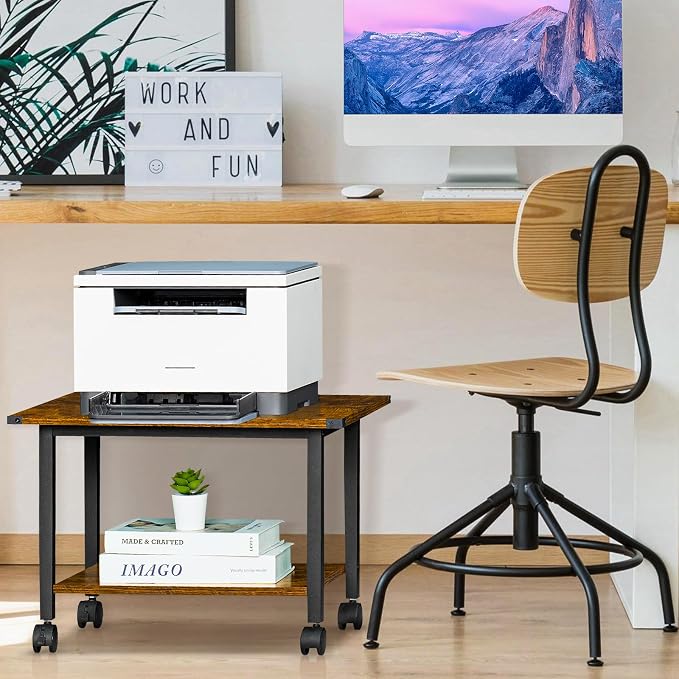 Lerliuo Under Desk Printer Stand, 2-Tier Industrial Mobile Printer Table - Image 6