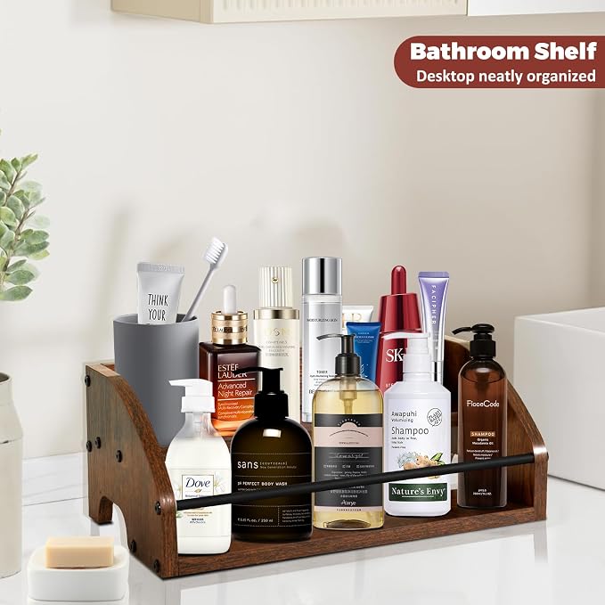 Wooden Countertop Organizer- Liquor Bottle Display Shelf, Coffee Syrup Rack - Image 7