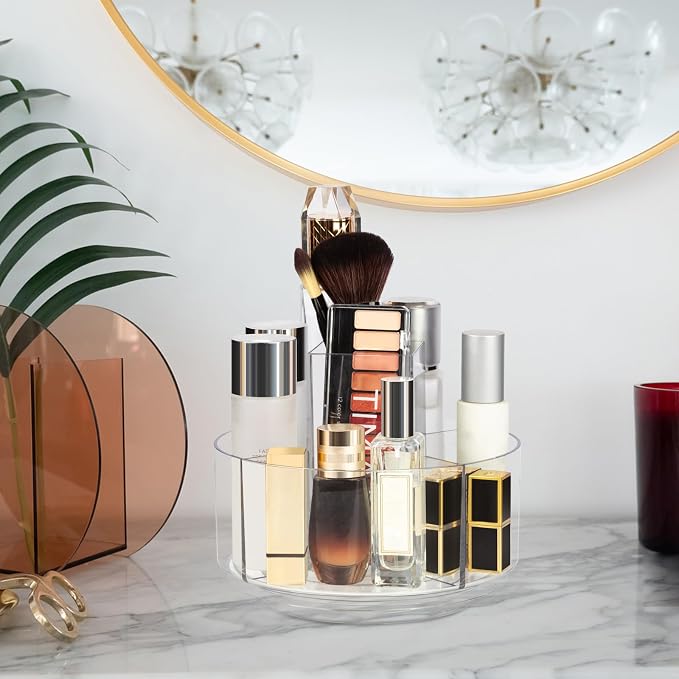 360° Rotating Makeup Organizer Clear Turntable Lazy Susan Organizer - Image 4