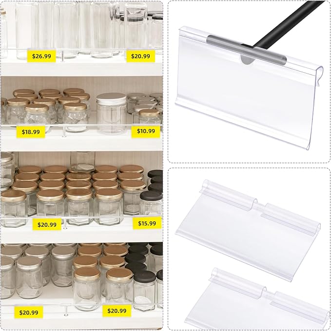 50 Pcs Clear Plastic Wire Shelf Label Holders, Basket Bin Labels Clip On - Image 2