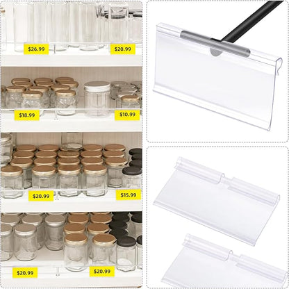 50 Pcs Clear Plastic Wire Shelf Label Holders, Basket Bin Labels Clip On - Image 2