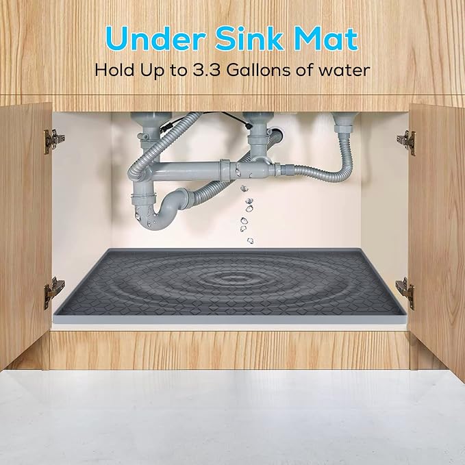Under Sink Mat for Kitchen, Silicone Waterproof Liner, Flexible Organizer Tray - Image 3