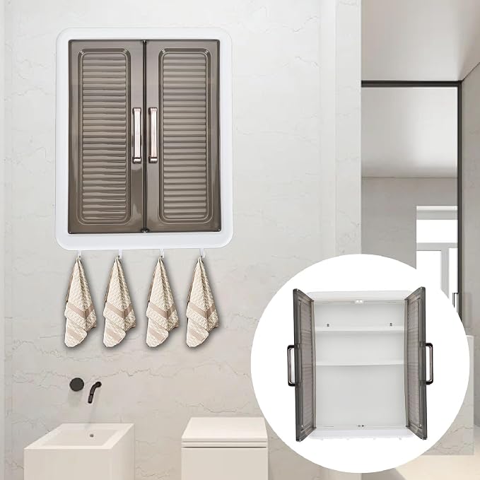 TOPINCN Wall Mounted Bathroom Cabinet, Makeup Organizer Shelf Perfume Cosmetic - Image 7