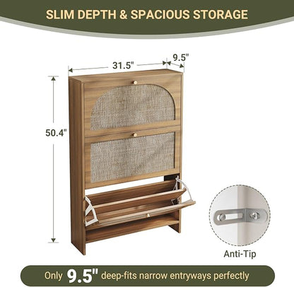 Nicetree Rattan Arched Accent Shoe Storage Cabinet - Image 2