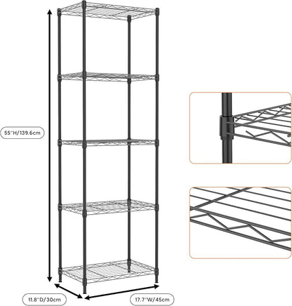 5 Tiers Shelf Metal Storage Shelves Wire Rack Closet Organizers - Image 3