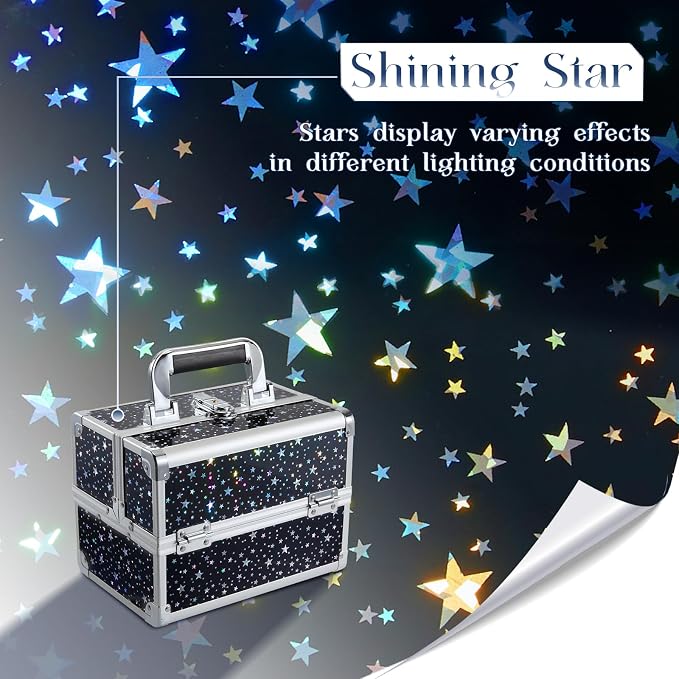 Joligrace Makeup Train Case Portable Cosmetic Box 2 Trays - Image 3