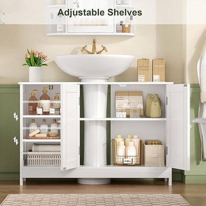 TEENFON 35.4" Pedestal Sink Storage Cabinet - Image 5